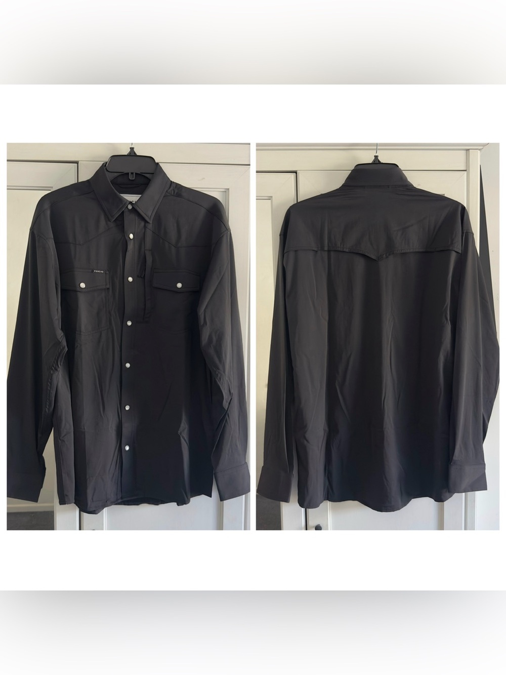 Poncho The Piedras Negras Long Sleeve Shirt Black Men's Size Small Regular